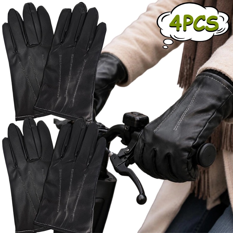 男女兼用冬用フェイクレザーグローブ、保温性・防風性、運転・サ - Leather Driving Glove のレビューと価格