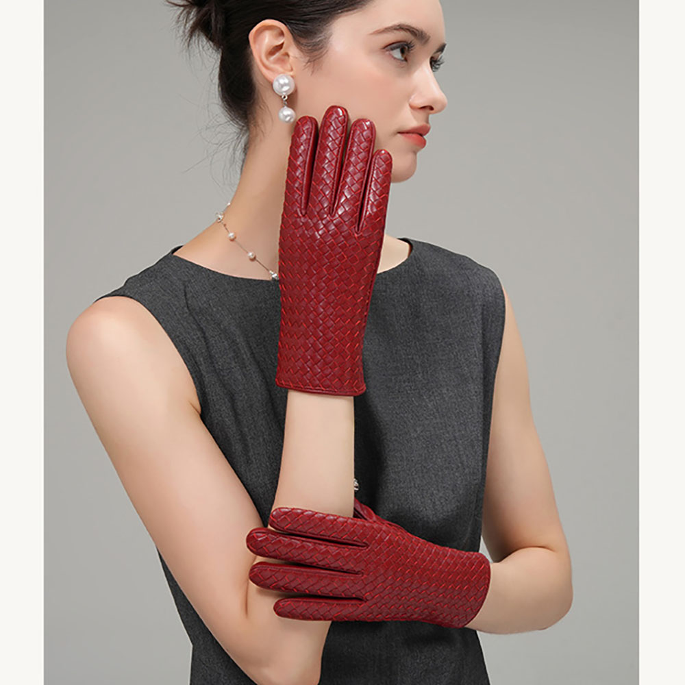 冬用のレディース本革製、暖かく、編み込みデザインのシープスキ - Wool Glove Lined のレビューと価格