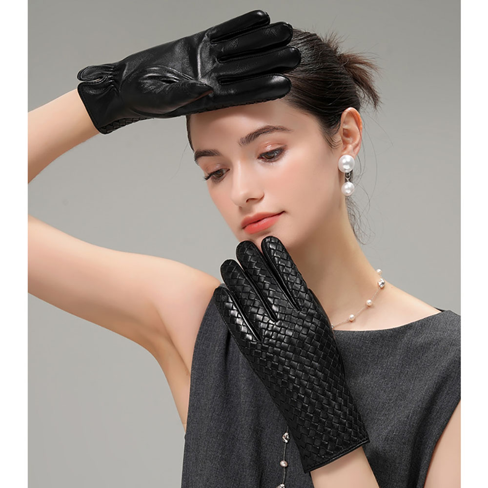 冬用のレディース本革製、暖かく、編み込みデザインのシープスキ - Wool Glove Lined のレビューと価格